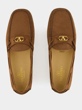 Valentino Garavani Bark Brown Driver Fastaway Loafers
