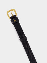 Black Alligator Leather VLogo Belt | HP - Fashion Clinic