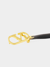 Valentino Garavani Deep Caramel and Black Reversible VLogo Calfskin Belt