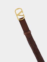 Valentino Garavani Brown Braided Leather VLogo Belt