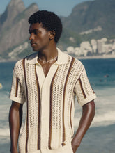 Frescobol Carioca Cream and Cacao Pinto Crochet Cardigan