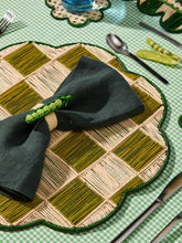 Coro Cora Dark Green and Olive Iraca Palm Gingham Cloud Placemat