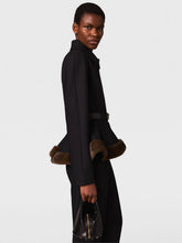 Stella McCartney Black Peplum Jacket with Vegan Fur Trim