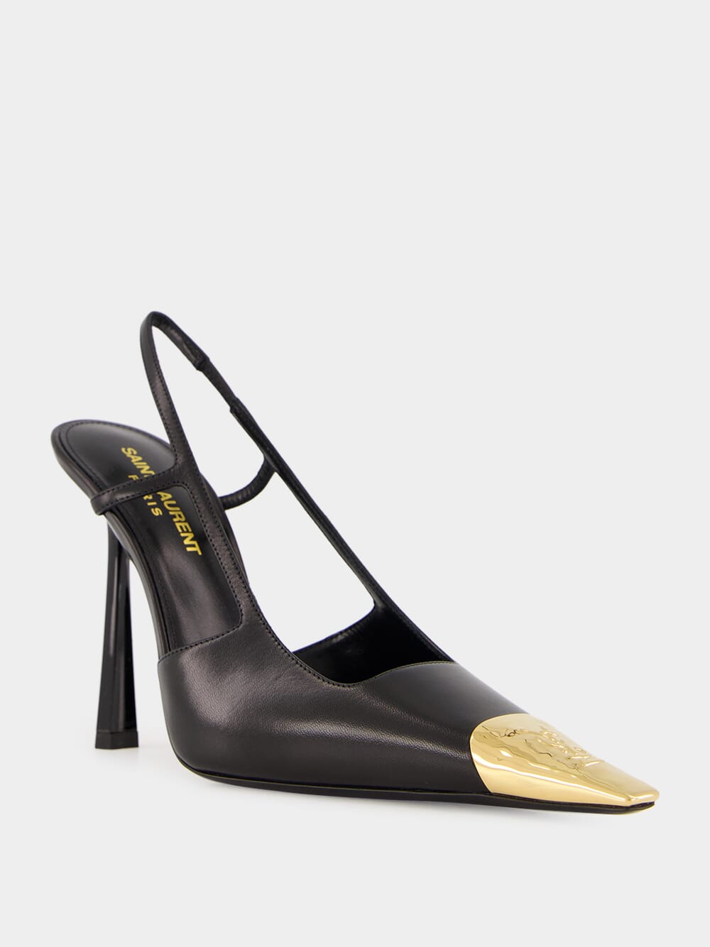 Black Jeanne Slingback Pumps in Smooth Leather