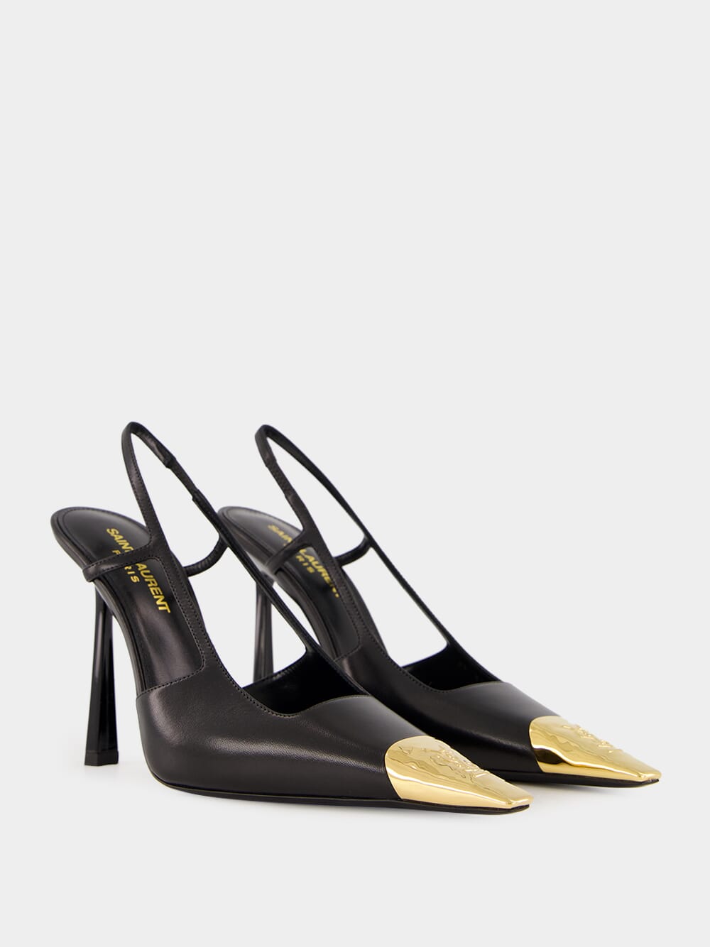 Black Jeanne Slingback Pumps in Smooth Leather