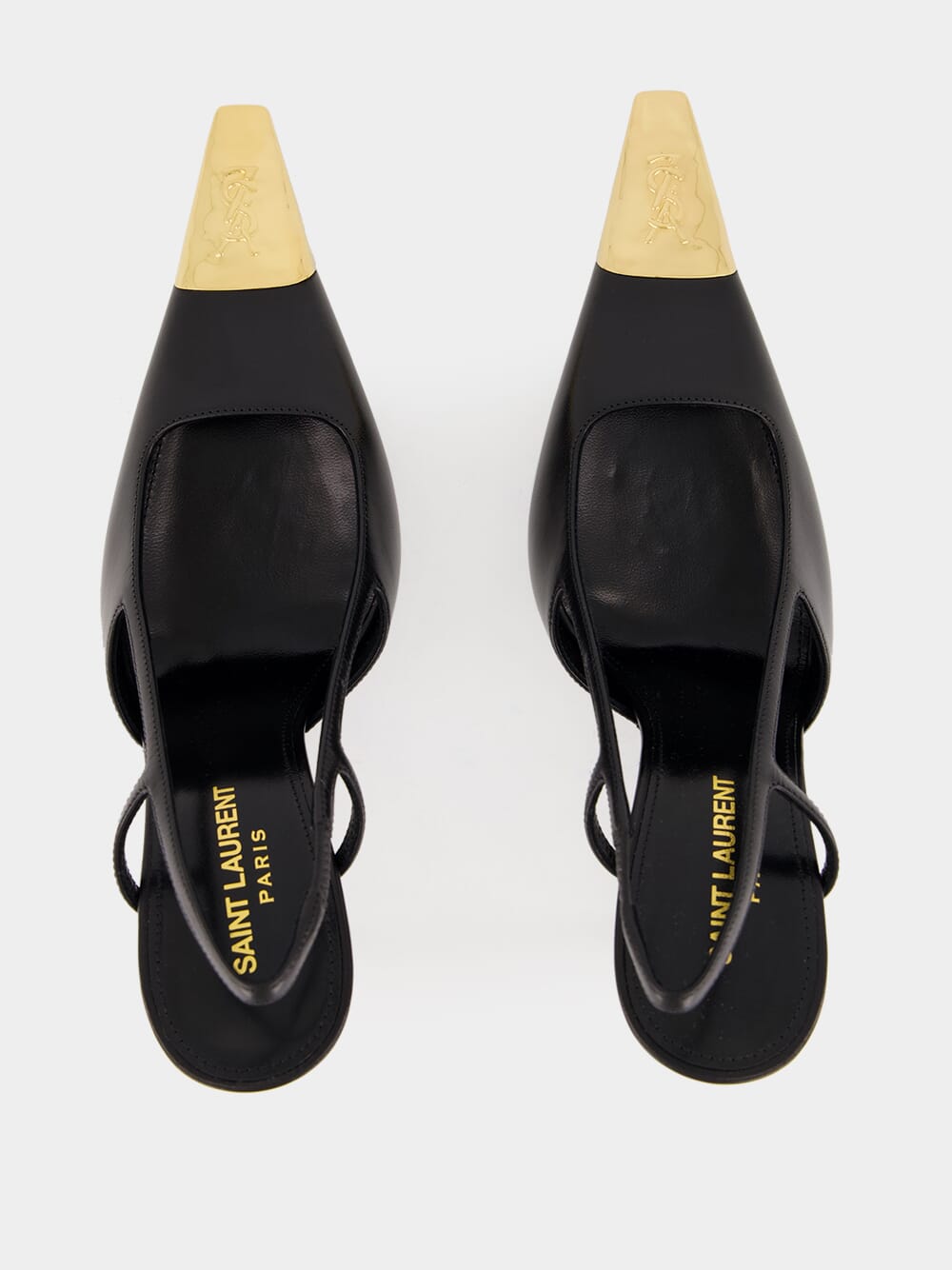 Black Jeanne Slingback Pumps in Smooth Leather