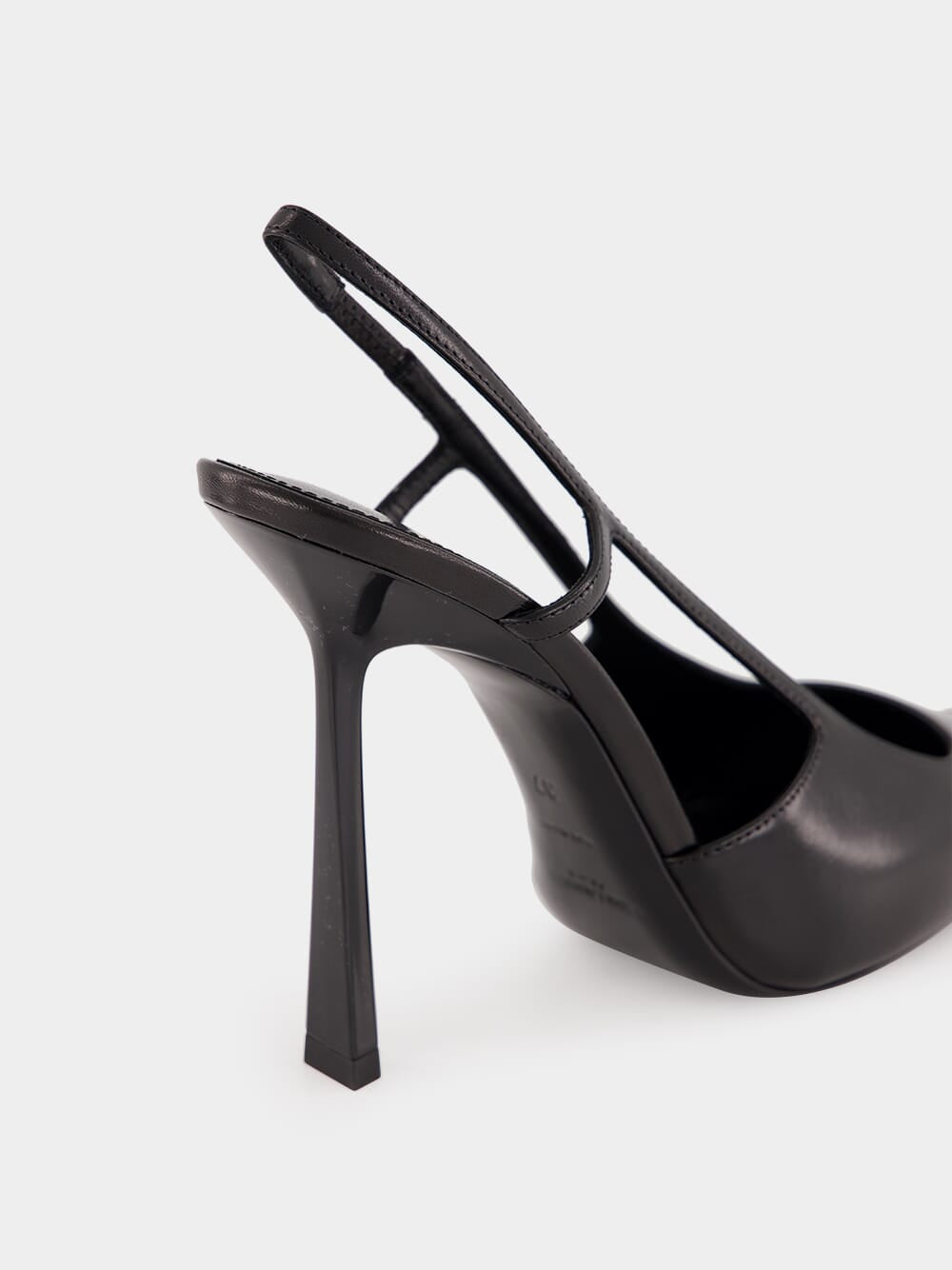 Black Jeanne Slingback Pumps in Smooth Leather