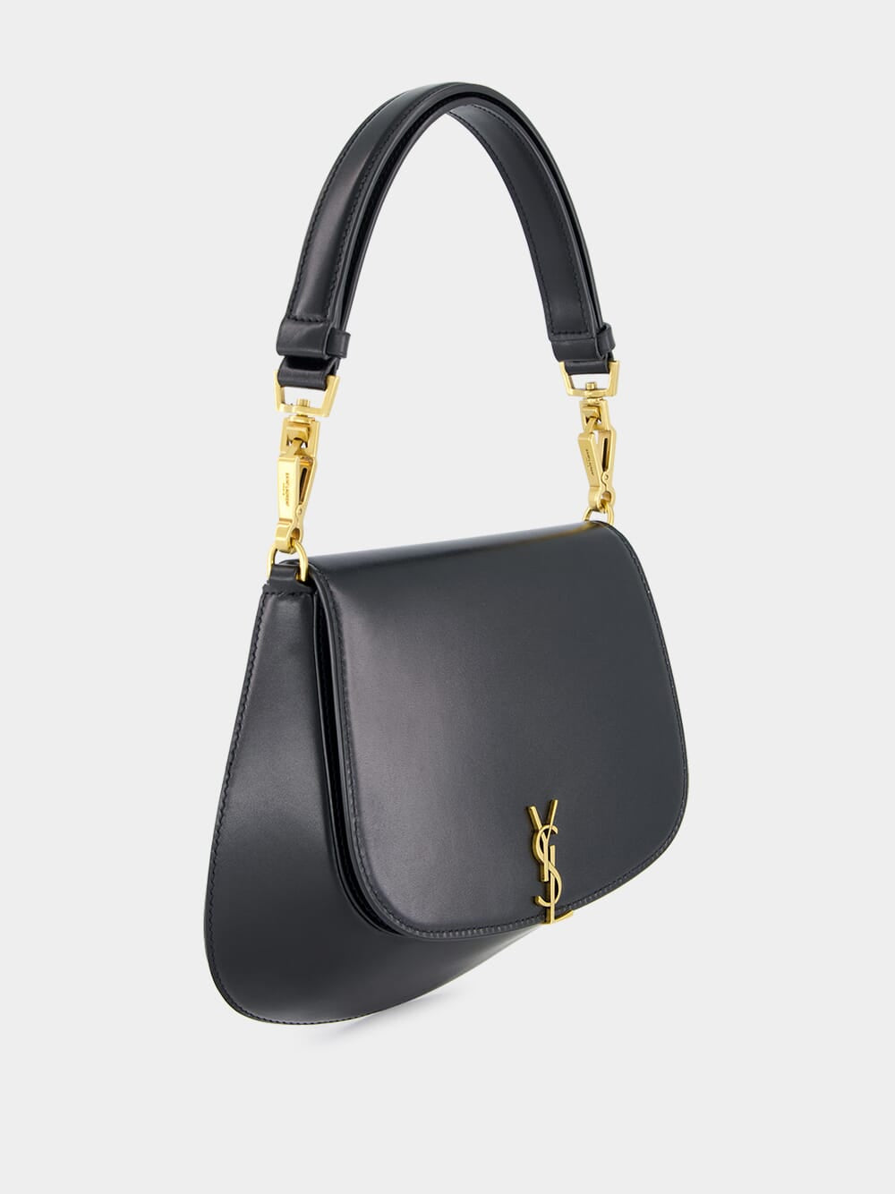 Voltaire Top Handle Bag in Black Box Leather