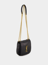 Saint Laurent Black Logo Plaque Foldover Top Shoulder Bag