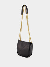 Saint Laurent Black Logo Plaque Foldover Top Shoulder Bag