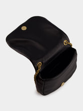 Saint Laurent Black Logo Plaque Foldover Top Shoulder Bag