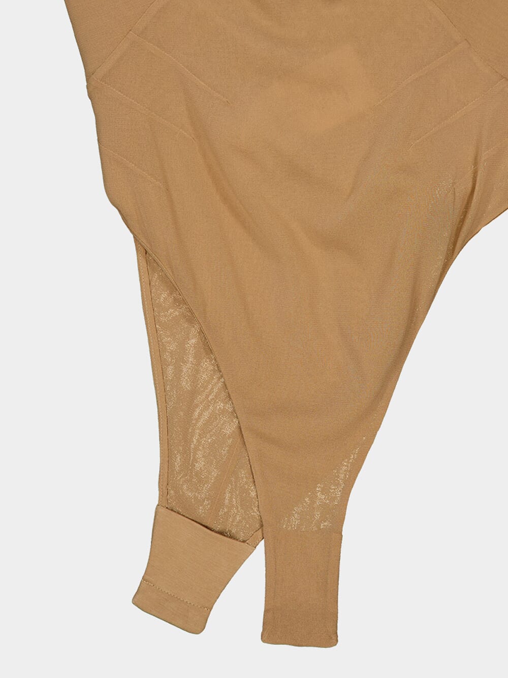 Beige Silk Muslin Cross-Back Bodysuit