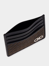 Ferragamo Brown and Black Woven Leather Card Holder