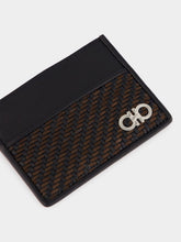 Ferragamo Brown and Black Woven Leather Card Holder