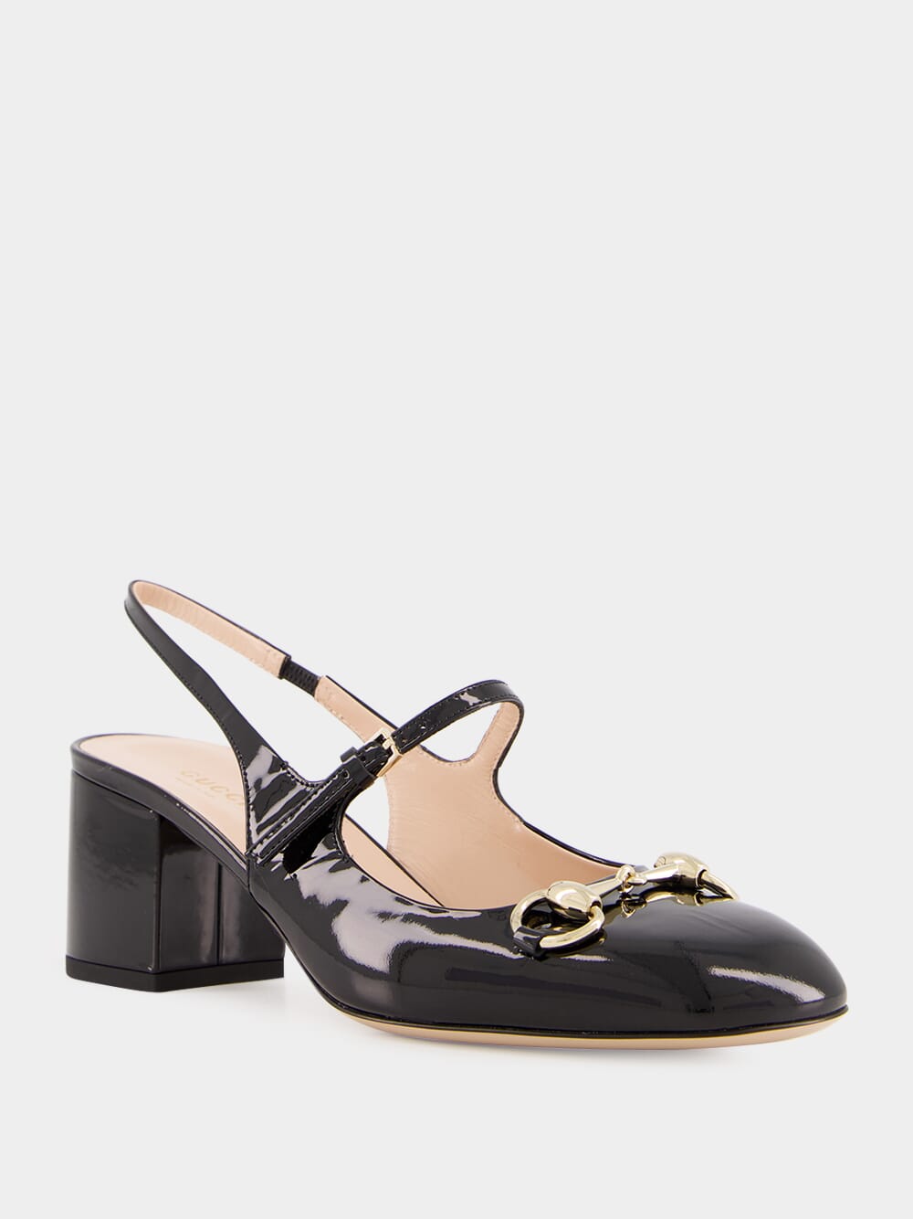 Black Horsebit Patent Pumps