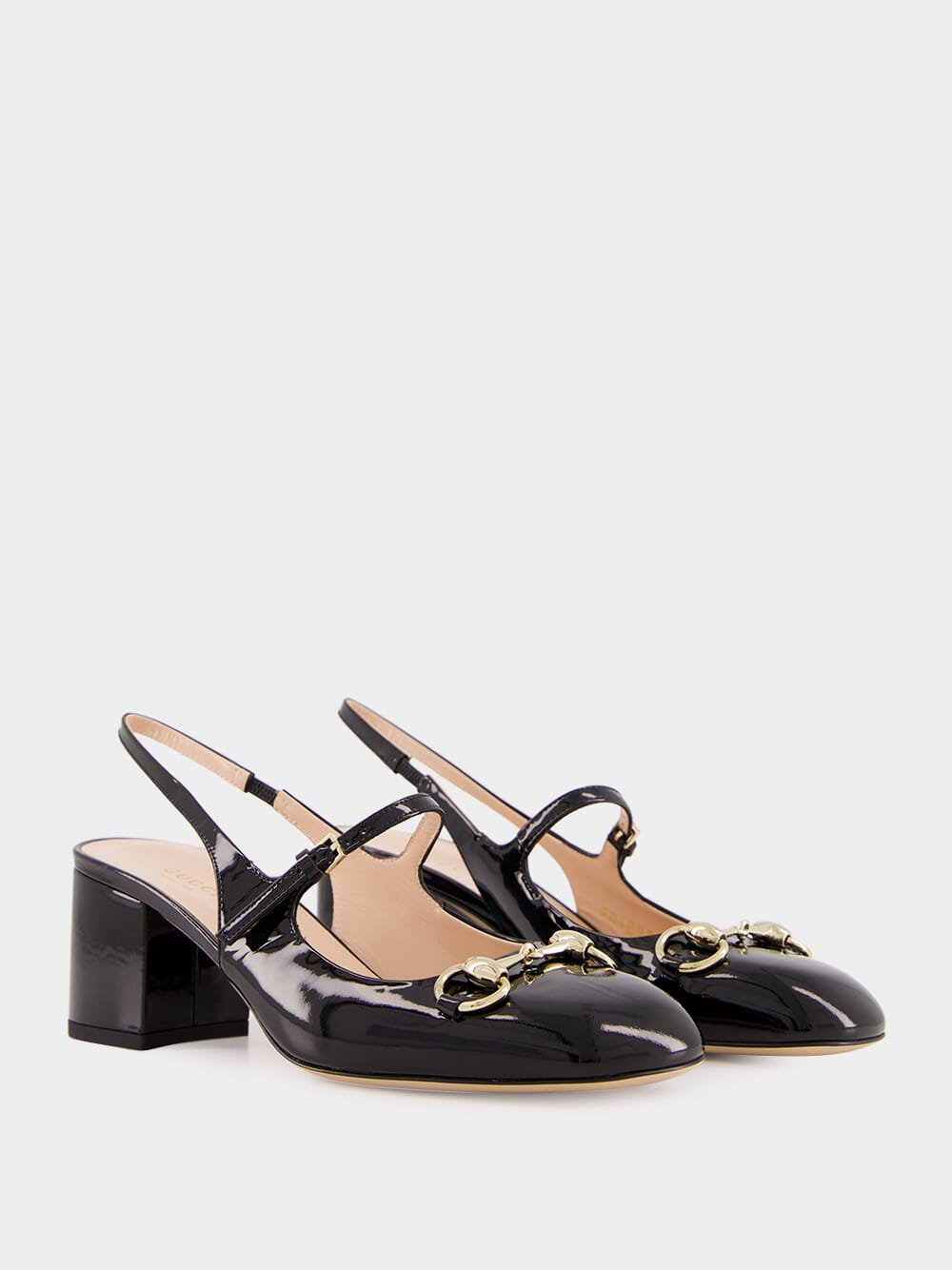 Black Horsebit Patent Pumps