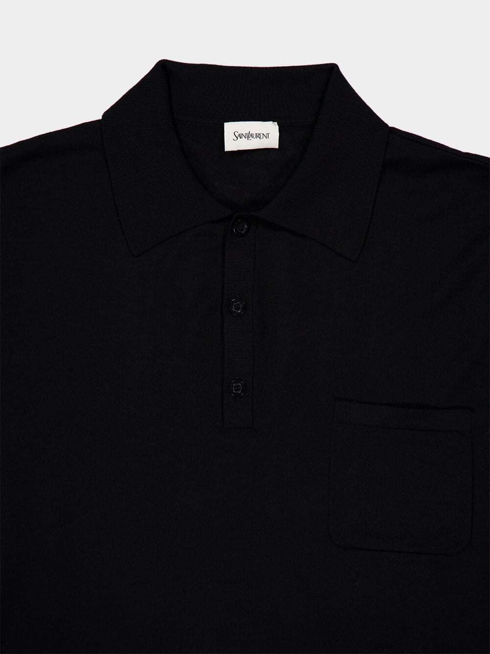 Black Short-Sleeved Wool Polo Shirt