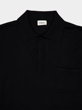 Saint Laurent Black Short-Sleeved Wool Polo Shirt