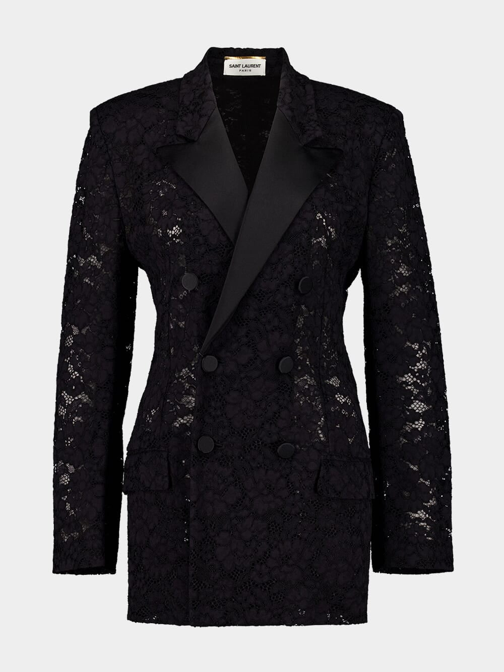 Black Lace Double-Breasted Jacket