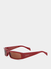 Gucci Rosso Ancora Rectangular Wraparound Sunglasses
