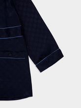 Gucci Dark Blue GG Satin Shirt with Belt