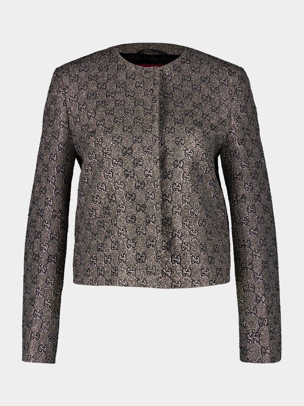 Grey Embroidered GG Wool Tweed Jacket