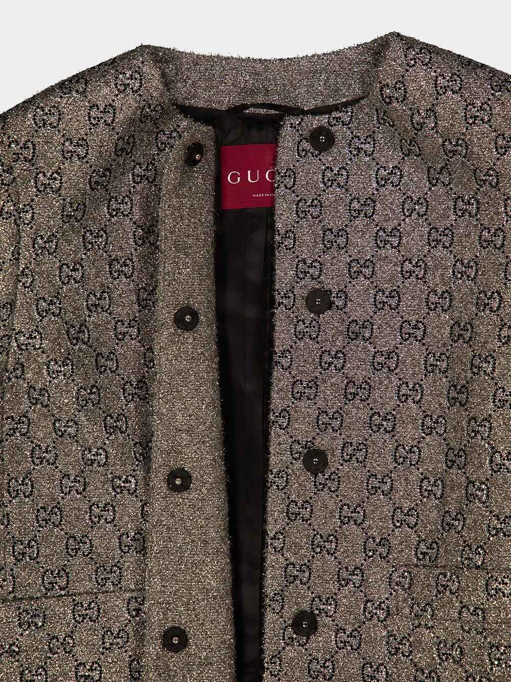 Grey Embroidered GG Wool Tweed Jacket