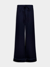 Gucci Dark Blue GG Satin Wide-Leg Pants