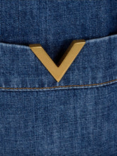 Valentino Garavani Blue Chambray Flared Denim Pants