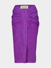 Valentino Garavani Purple Suede Skirt with Button Detail