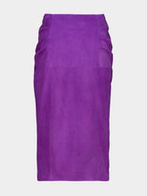 Valentino Garavani Purple Suede Skirt with Button Detail