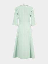Valentino Garavani Celadon and Silver Crepe Couture Embroidered Midi Dress