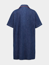 Valentino Garavani Dark Blue Denim Midi Dress with V-Neck