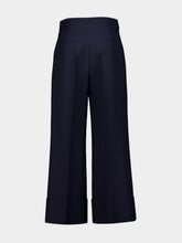 Valentino Garavani Navy VLogo Wool Wide-Leg Trousers
