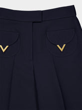 Valentino Garavani Navy VLogo Wool Wide-Leg Trousers