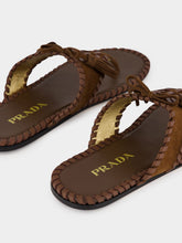 Prada Cocoa Brown Braided Leather Thong Sandals