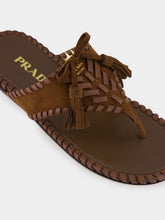 Prada Cocoa Brown Braided Leather Thong Sandals