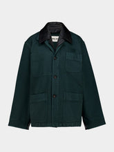 Miu Miu Bottle Green Gabardine and Leather Jacket