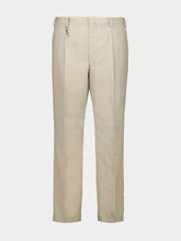 Prada Beige Slim Fit Trousers with Triangle Key Ring