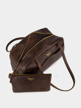 Prada Cocoa Brown Carry Large Antiqued Leather Bag