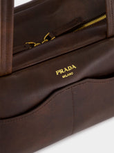 Prada Cocoa Brown Carry Large Antiqued Leather Bag