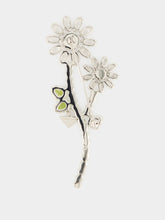 Prada Steel and Crystal Floral Brooch