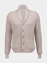 Brunello Cucinelli Beige Cotton Rib Knit Cardigan