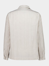 Brunello Cucinelli Rope Cotton and Linen Jacquard Stripe Easy Fit Guayabera
