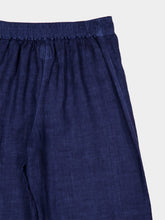 120% Lino Navy Blue Wide-Leg Linen Trousers