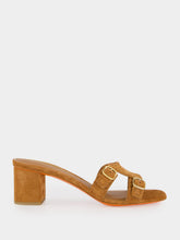 Santoni Light Brown Suede Low-Heel Didi Sandals