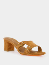 Santoni Light Brown Suede Low-Heel Didi Sandals