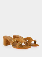 Santoni Light Brown Suede Low-Heel Didi Sandals