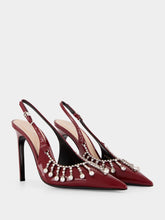 Gucci Burgundy Pumps with Crystal Chain