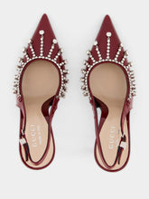 Gucci Burgundy Pumps with Crystal Chain